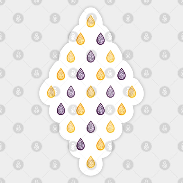 Yellow and purple raindrops pattern Sticker by Savousepate